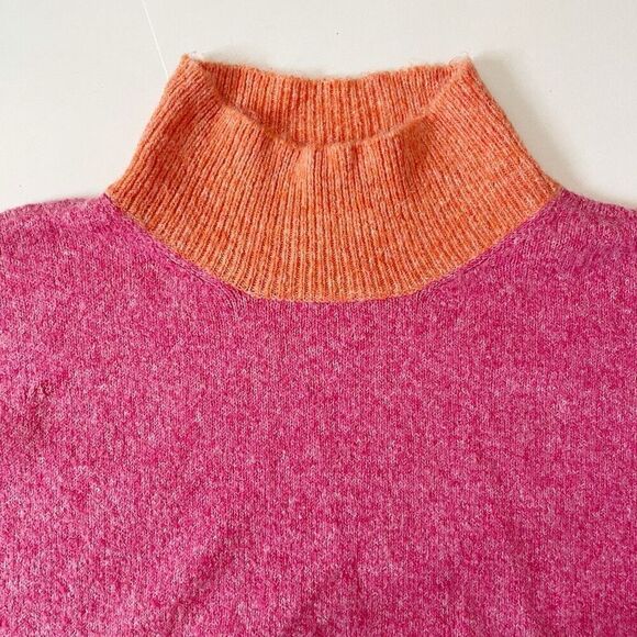 J. Marie Oversized Slouchy Mock Neck Sweater Pink Size M Cozy - Picture 2 of 5